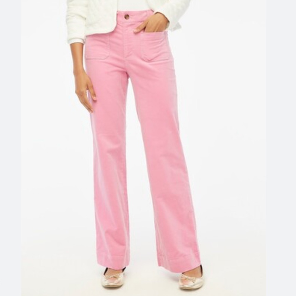 J.Crew Womens 32 Lizzie Corduroy High Rise Wide Leg Patch Pocket Pants Pink